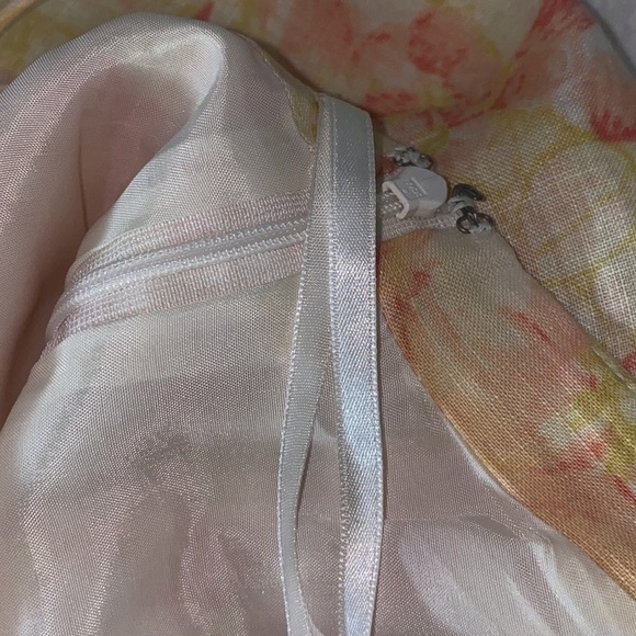 Ann Taylor Floral Linen Flounce Hem Spaghetti Strap A-Line Midi Dress - Picture 12 of 14